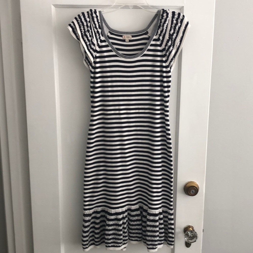 Cremieux black and white stripped dress